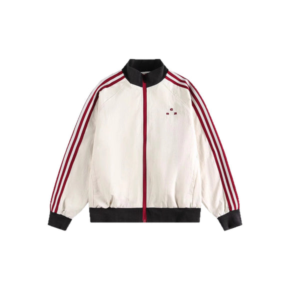 Retro Three-Stripe Raglan Sleeve Patchwork Stand Collar Sports Jacket Trendy Small Brand Loose Casual Outerwear Autumn Winter