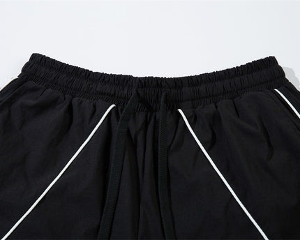 Pantalons décontractés décorés en tissu large à jambes larges pour hommes, design tendance urbain, style sportif, plis drapés, pantalons longs