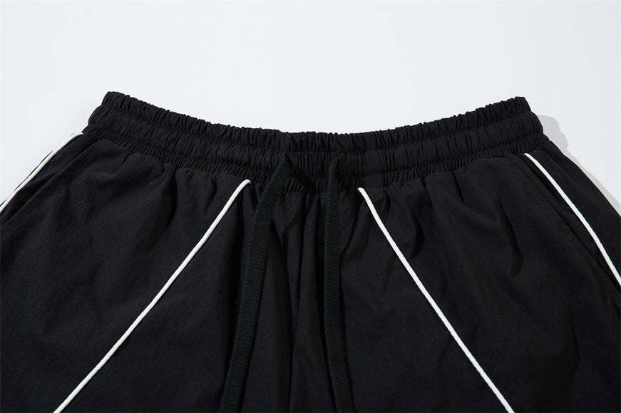 Pantalons décontractés décorés en tissu large à jambes larges pour hommes, design tendance urbain, style sportif, plis drapés, pantalons longs