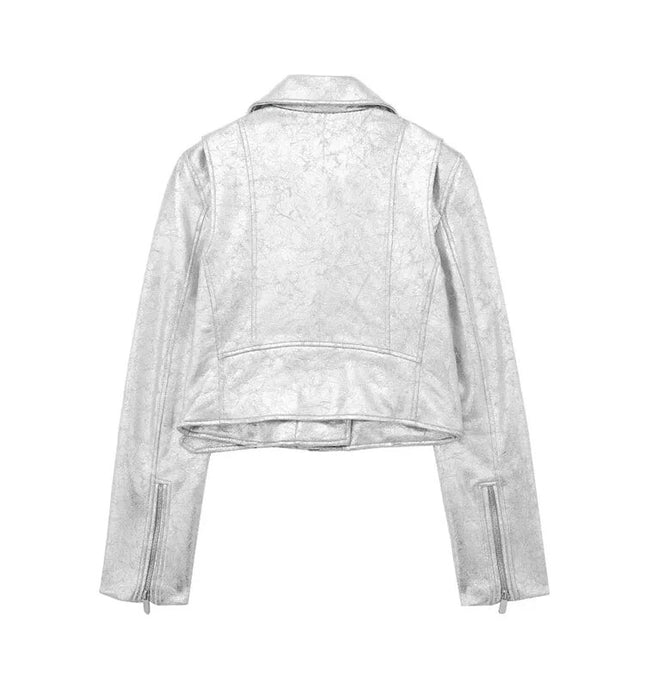 Sleek Silver Cropped Bomber: Your Streetwear Essential at €59.00