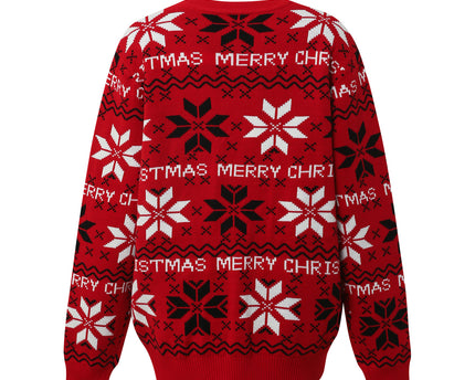 Pull de Noël Flocon de Neige Confortable – Rouge