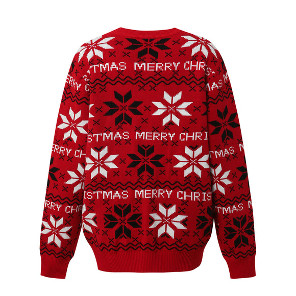 Maglione di Natale Accogliente con Fiocchi di Neve – Rosso