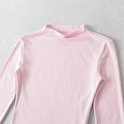 Retro Chic Crop Top for Women, Fitted Solid Color, Minimalist High-Waisted 3/4 Sleeve T-Shirt, Slim Fit, Cropped Bodysuit Style