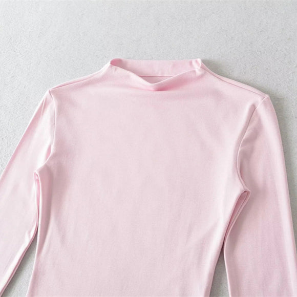 Top Corto Retro Chic para Mujeres, Ajustado de Color Sólido, Camiseta Minimalista de Manga 3/4 de Cintura Alta, Corte Slim, Estilo de Body Corto