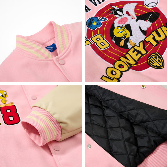 Vintage Patchwork Letter Embroidery Woolen Thickened Jacket, Unisex Couple Warm Winter Cotton Coat Outerwear