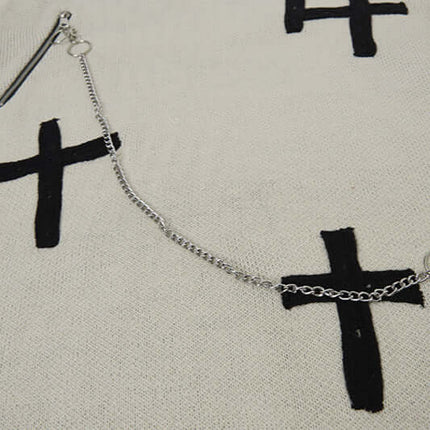 Suéter de punto jacquard cruzado – Corte holgado