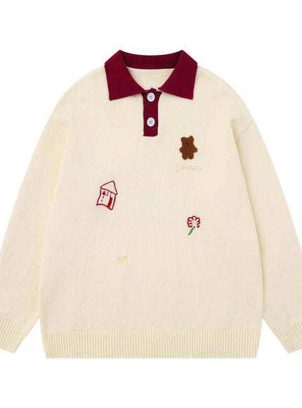 Back view of Black polo neck sweater japanese knitwear by Grozavu