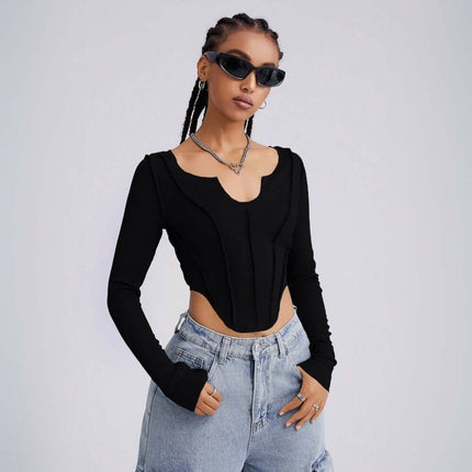 Casual UNeck Crop TShirt – Slim Fit