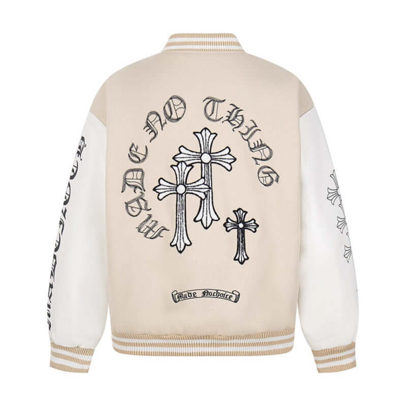 Apricot stitch baseball jacket, street coat with Grozavu logo