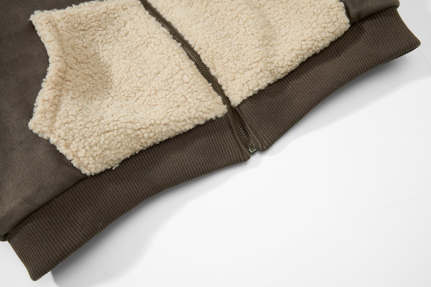 Veste en coton avec col en fourrure et veste en polaire