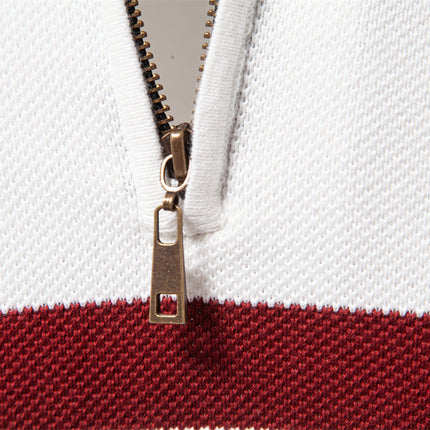 Maglione a Mezzo Zip con Collo Stand – Blocco di Colore