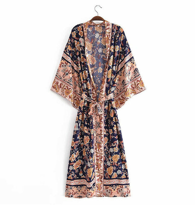 Effortless Elegance: Summer Bohemian Kimono Dress with Flower Belt! at €38.99