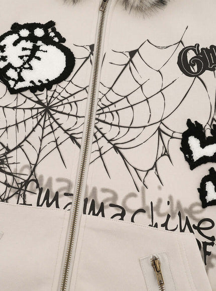 Close-up of Black bunny network card long hooded fabric
