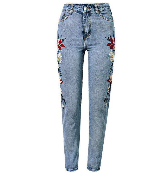 Grozavu Women's High-Waist Embroidered Straight-Leg Jeans at €49.10