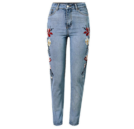 Grozavu Women's High-Waist Embroidered Straight-Leg Jeans at €49.10