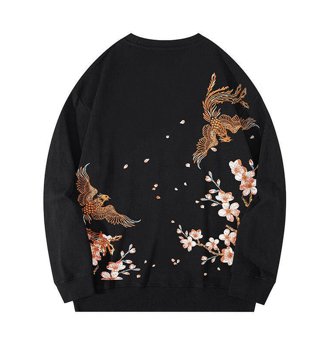 Grozavu's Phoenix Embroidery Sweatshirt: Trendy Loose Fit for Men at €44.99