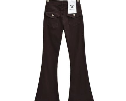 Style Retro Low Waist Buttoned Flared Denim Pants