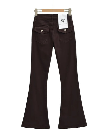 Style Retro Low Waist Buttoned Flared Denim Pants