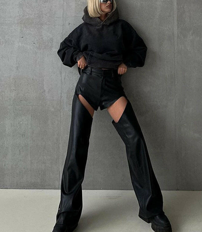 Trendy Loose Leather Pants: Streetwear Chic