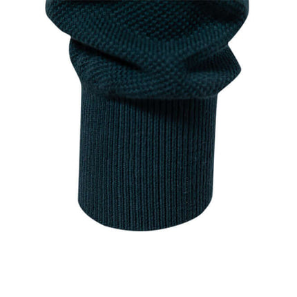 Stand Collar Half-Zip Knit Sweater close-up of the collar and fabric texture, showcasing modern autumn style.