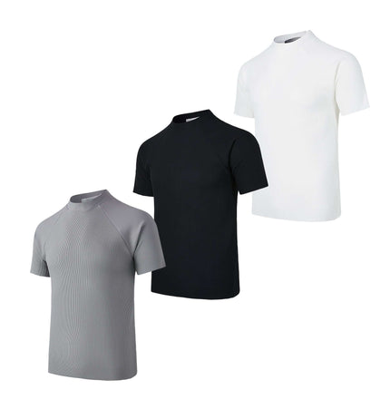 Seamless Jacquard TShirt – Loose Fit collection featuring gray, black, and white short-sleeve tees.