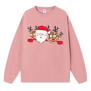 Christmas Reindeer Print Medium-Length Hoodie