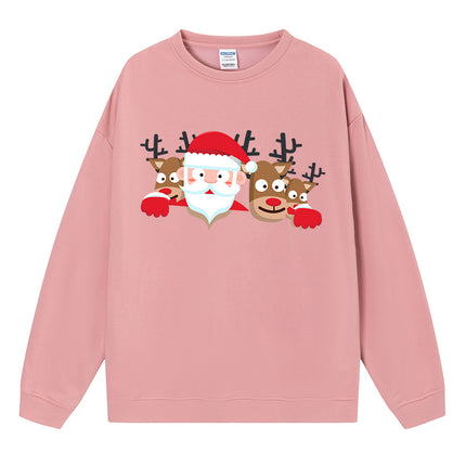 Christmas Reindeer Print Medium-Length Hoodie