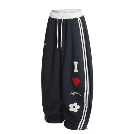 Towel Embroidery Heart Sweatpants