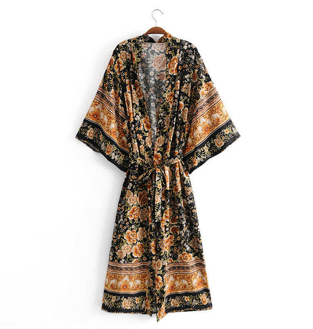 Grozavu Flower Belt Kimono: Your Fashion Fusion! at €53.99