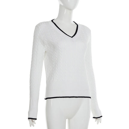 Camiseta de punto de manga larga con escote en V