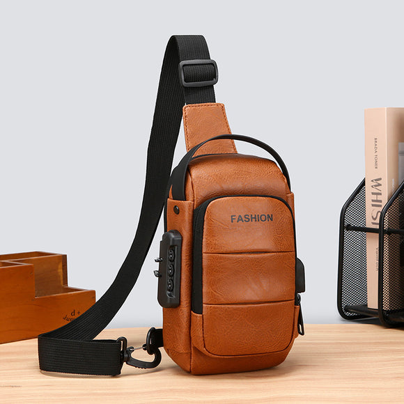 Herren Rucksack mit USB-Ladefunktion Schulter Brusttasche