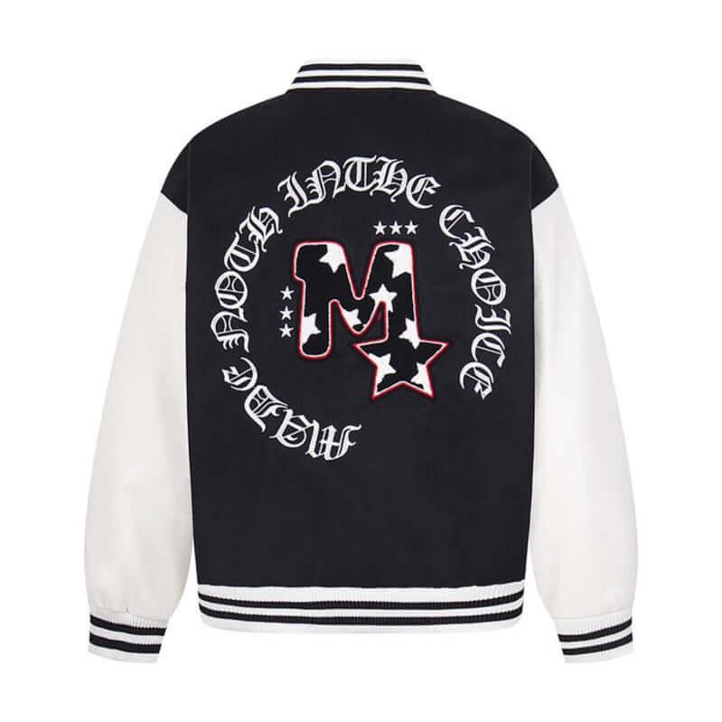 Green letter embroidered baseball jacket outwear with Grozavu logo