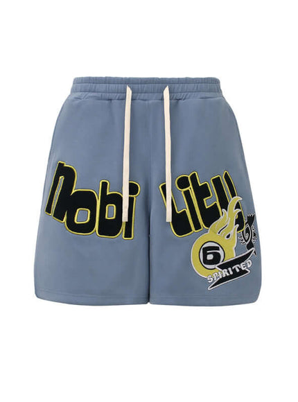 Model wearing M relaxed lounge shorts by Grozavu