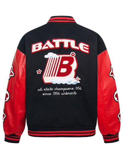 Street Style PU-Leder Ärmel Patchwork Baseballjacke