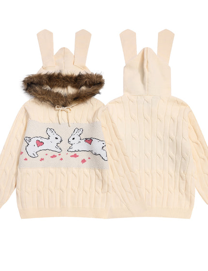 Sweat à capuche mignon avec grand col en fourrure et lien pour femmes