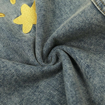 Pantalons en denim brodés de style décontracté avec des dessins animés