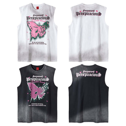 Butterfly Print Tank Top - Loose Fit