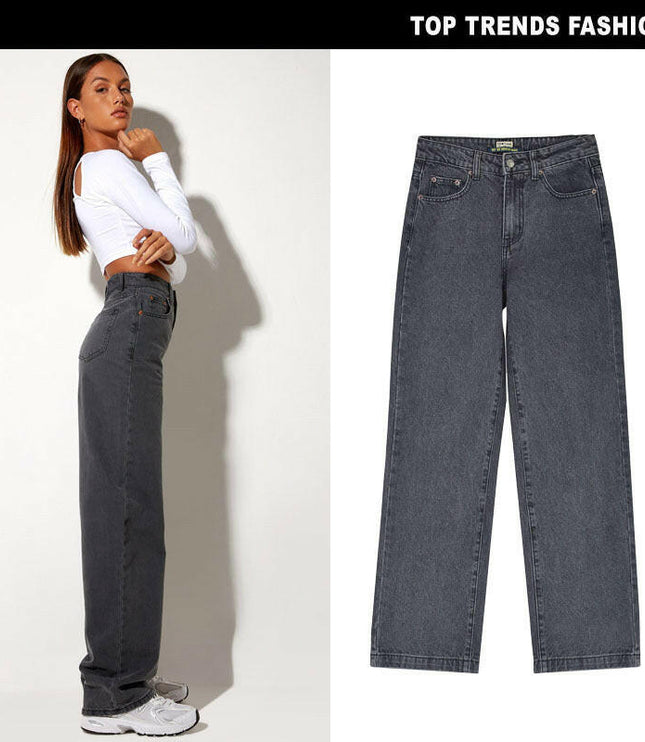 Rock Your Style: High Waist Gray Denim Trousers, Perfect with Hot Girl Jeans!