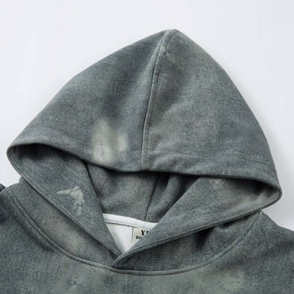 Letter Applique Washed Hoodie – Loose Fit with a stylish hood detail in a grey finish.