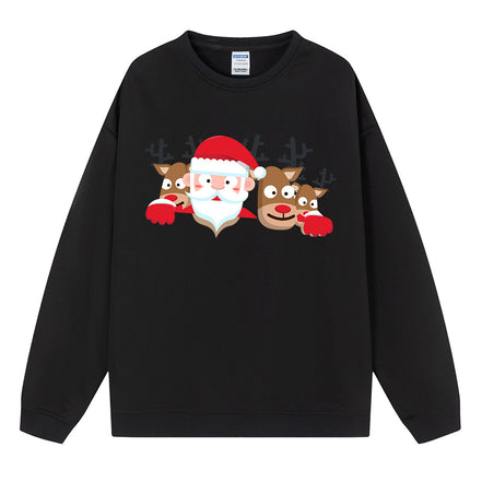 Christmas Reindeer Print Medium-Length Hoodie