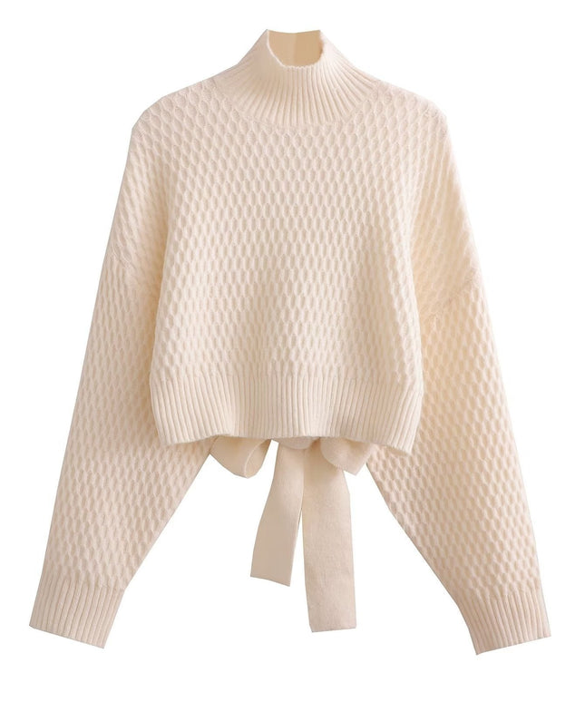 Grozavu Spring Chic: Back Hollowed-Out Strap Sweater