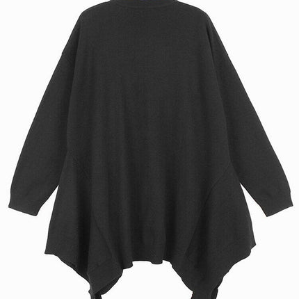 Grozavu's Irregular Split Sweater: Solid Color, Pleated Pullover at €86.99