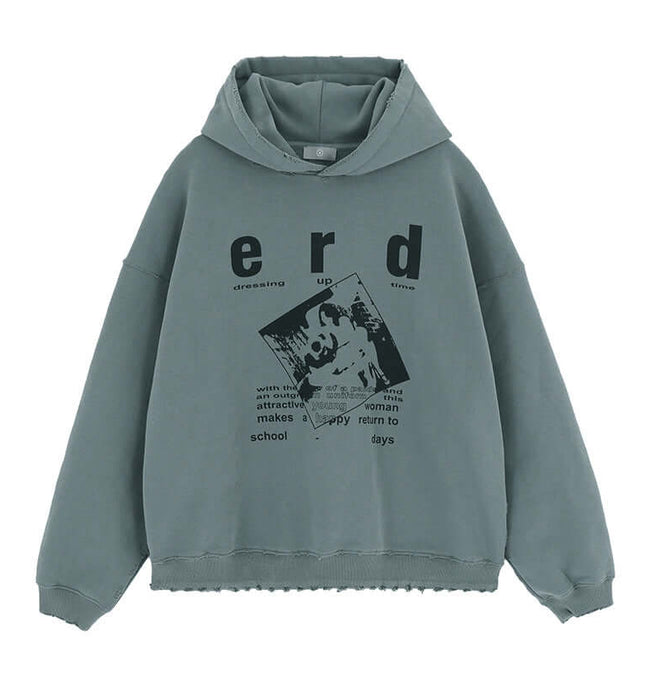 Men's Clothing Melancholic Rich Second Generation Printed Fleece Retro Hooded Sweatshirt