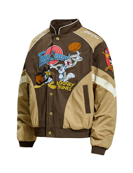Retro Cartoon Embroidered Color-Blocked Thick Baseball Jacket