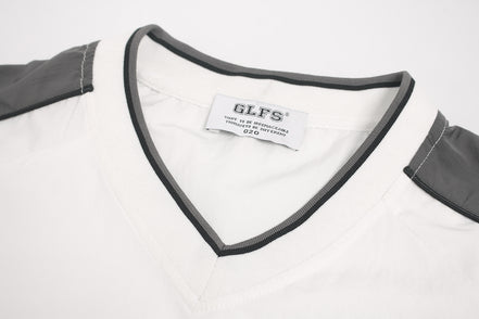 Camisa de Manga Larga con Cuello en V Deportiva Impermeable Negra Blanca