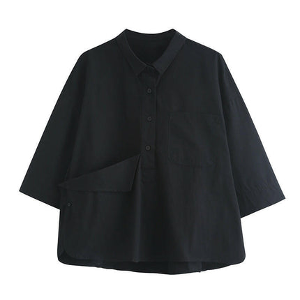 Grozavu's Simple Shirt: Irregular Short Sleeve Loose Fit for Ladies at €44.99