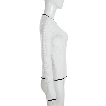 Camiseta de punto de manga larga con escote en V