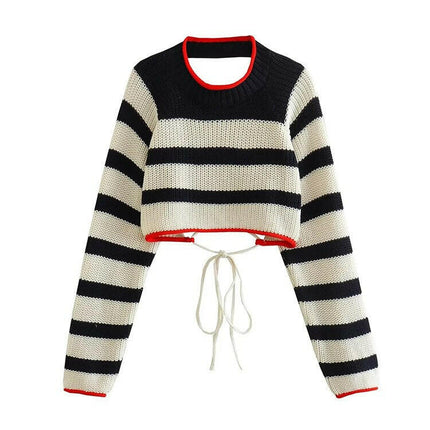 Chic & Contemporary: Grozavu's TRAF Knitted Sweater with Striped Back Detail! at €35.99