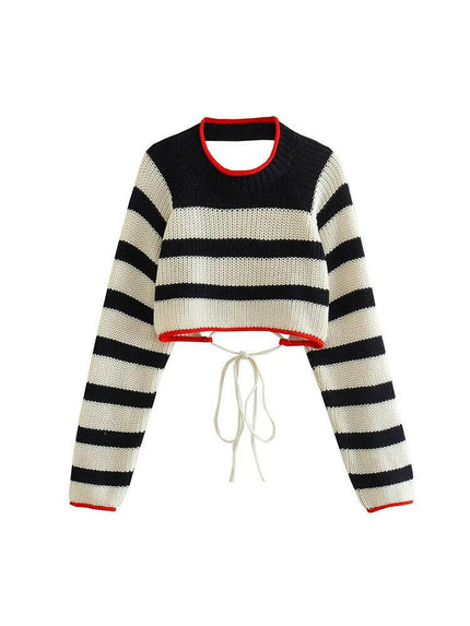 Chic & Contemporary: Grozavu's TRAF Knitted Sweater with Striped Back Detail! at €35.99