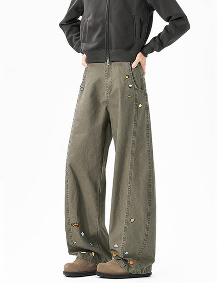 Style Fun Print Cargo Pants Unisex Trendy Loose Wide Leg High Street Casual Long Pants